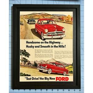 Framed 1950 Test Drive Ford Husky Smooth Hills Vintage Print Ad